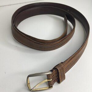 Lizard Grain Cowhide Brown Leather Belt Size 48